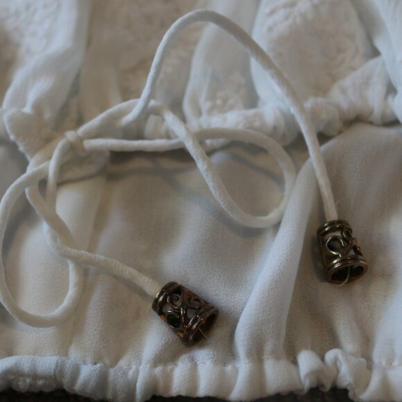 Zara White Embroidered Long Sleeve Blouse Women’s Small - Picture 6 of 7